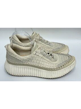 Dolce Vita Dolen Platform Sneakers Womens Size 9.5 Ivory Low Top Lace-Up Casual